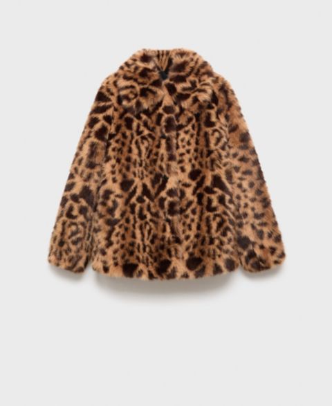 Женские куртки MANGO Women's Fur-Effect Leopard-Print Coat