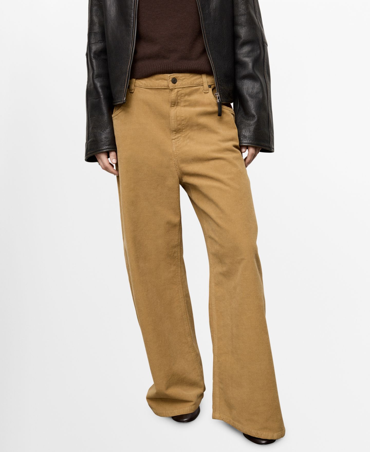 Женские джинсы Mango Wide Leg Corduroy, цвет: Карамельный — фото 1