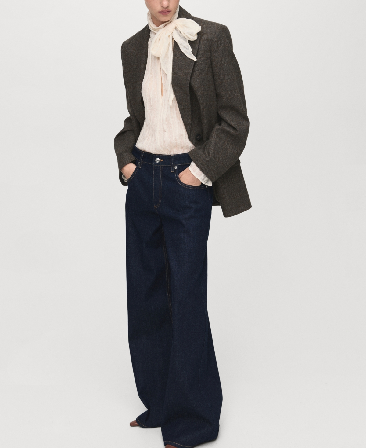 Mango Women's Low-Rise Wide-Leg Jeans