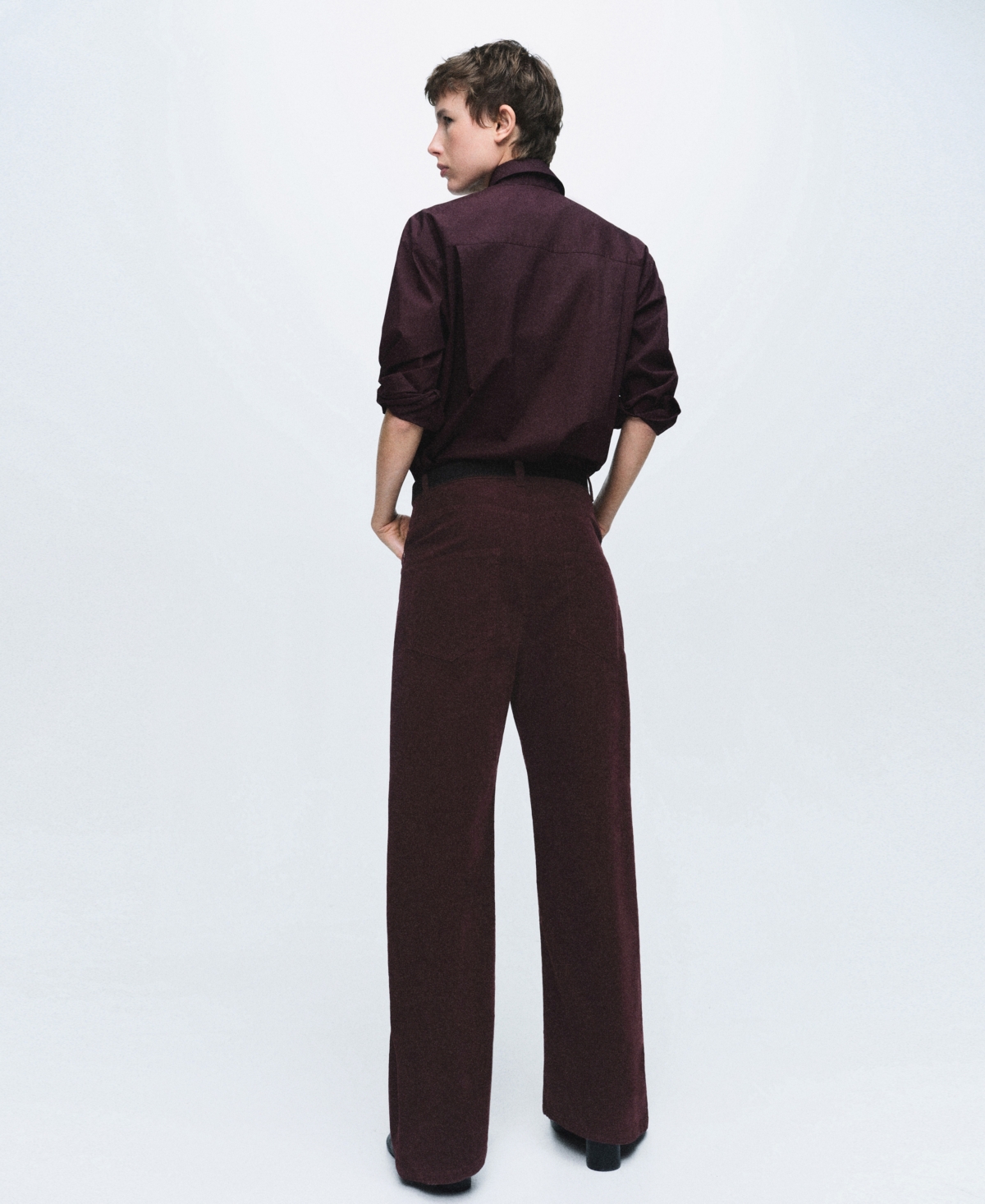 Mango Women's Wide-leg Corduroy Jeans In Burgundy