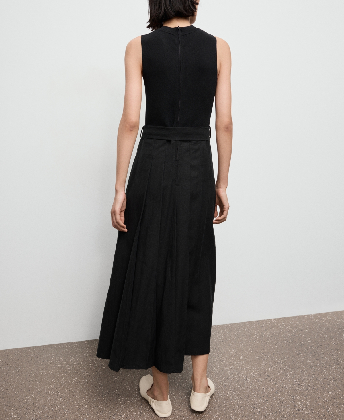 Mango Women's Combined Woven Belt Dress