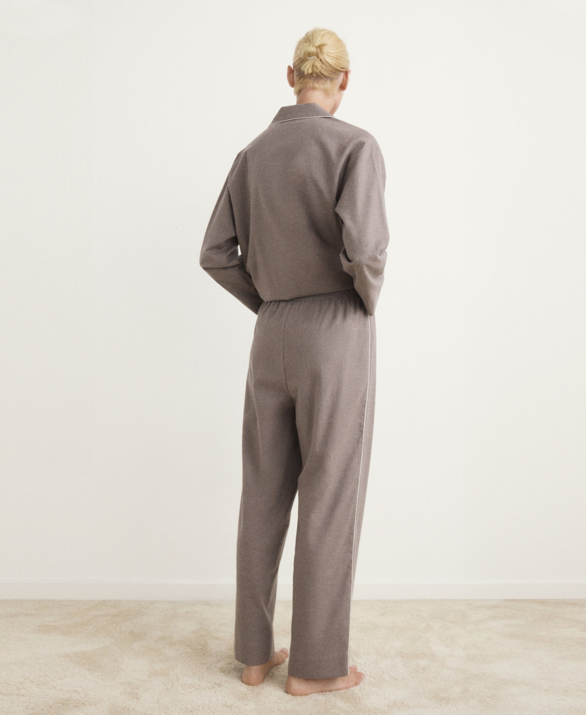 Mango Women's Contrast Piping Cotton Flannel Pants In Brown