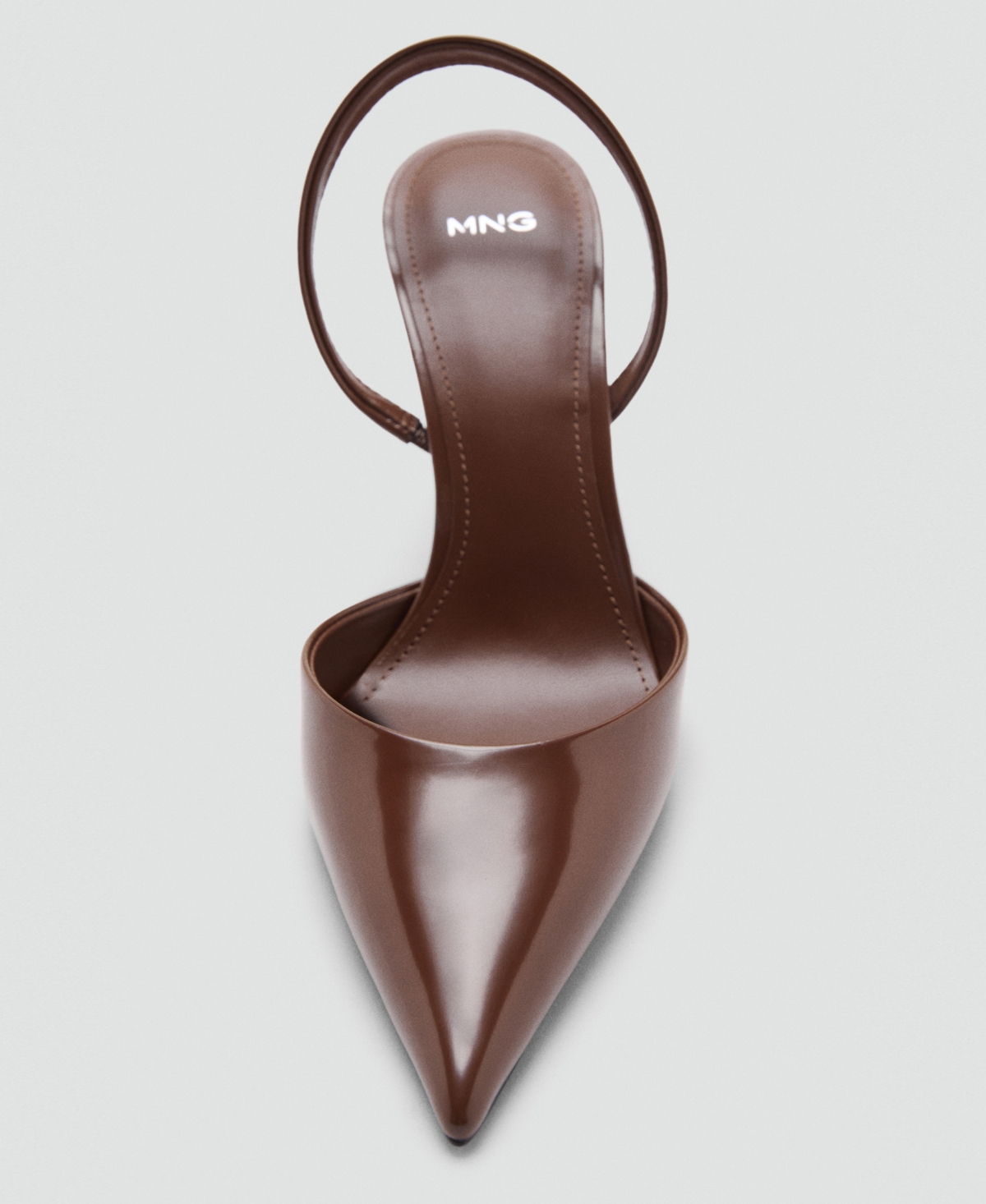 Mango Chaussures À Talon En Cuir Vernis Marron Clair/pastel - Femme - 41 -  In Brown