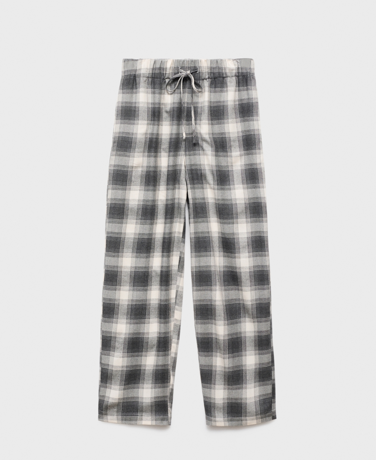 Mango Plaid Flannel Pajama Pants In Gray