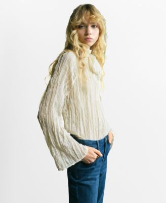 Women's Bow Textured Blouse