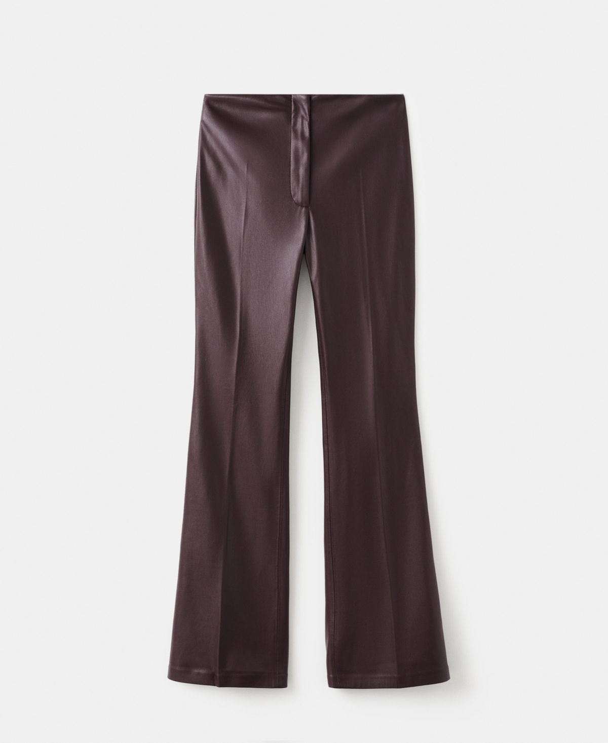 Mango Slim Fit Faux Leather Flare Pants In Burgundy