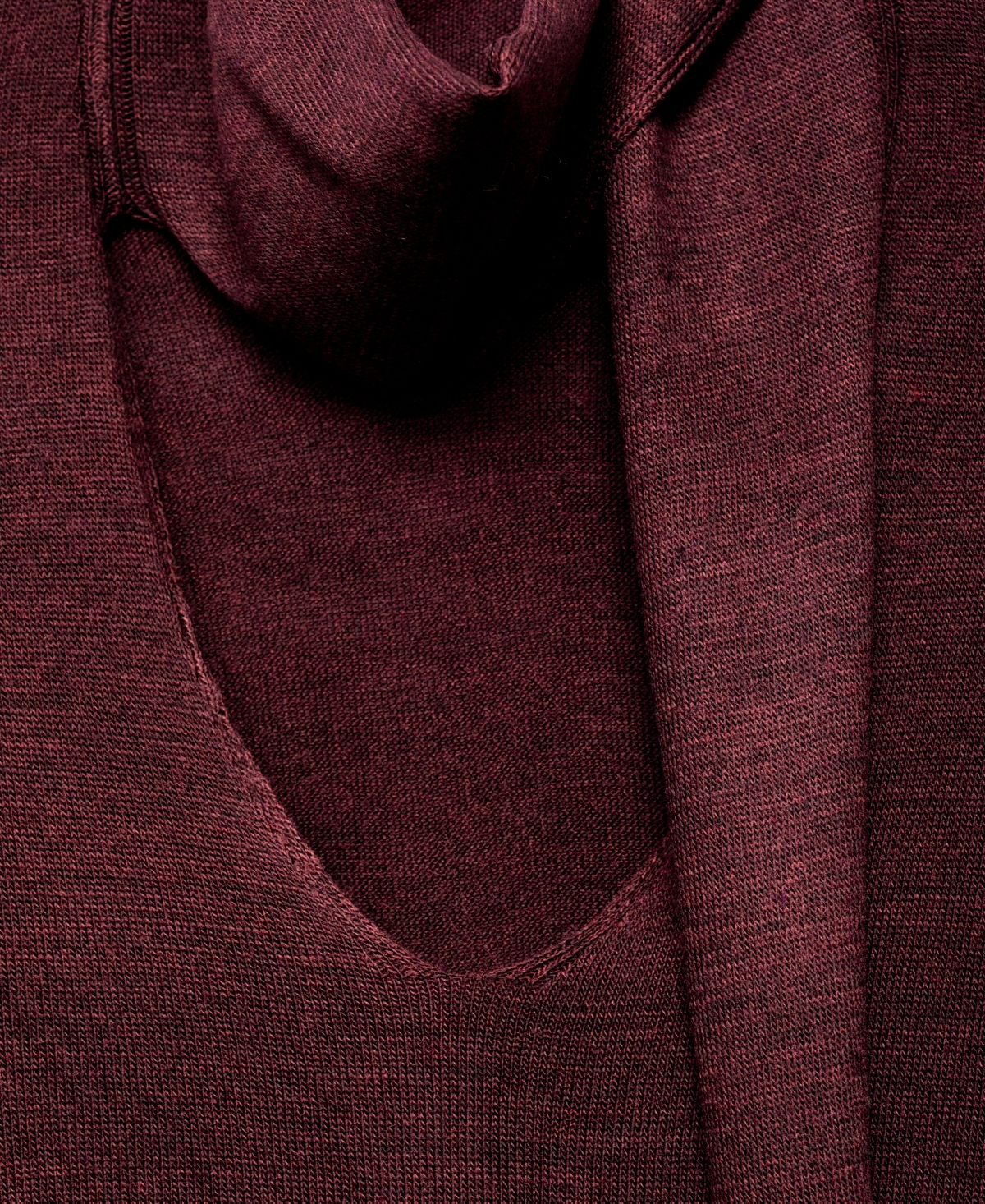 Mango V-neck Sweater With Scarf In Burgundy
