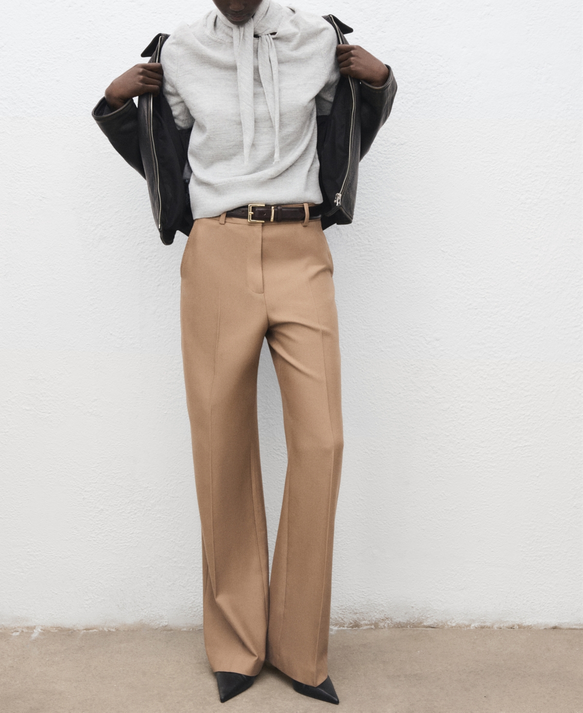 Mango Knotted Turtleneck Sweater In White