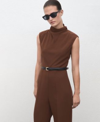 Women's Draped Neck Belt Jumpsuit