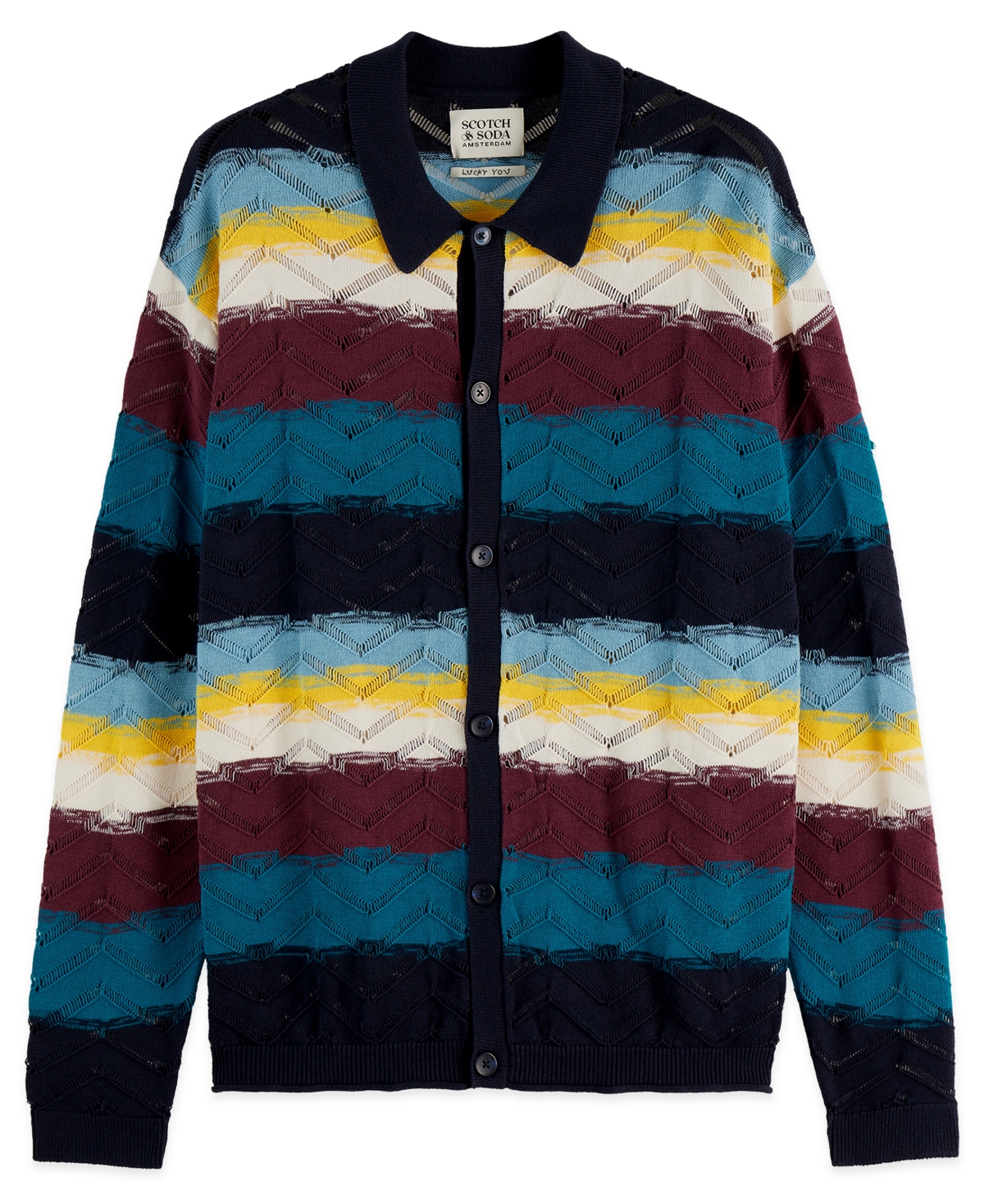 Scotch & Soda Men's Open Structure Knitted Stripe Sweater