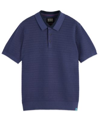 Men's Structured Knitted Regular-Fit Polo Shirt