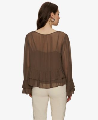 Women's Ruffled Long-Sleeve Blouse