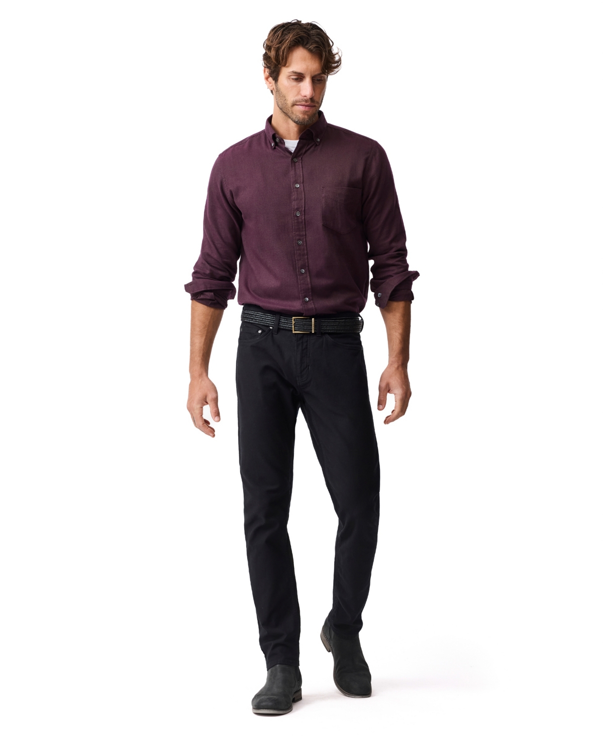 Rodd & Gunn Rodd And Gunn Barrhill Long Sleeve Slim Fit Shirt In Purple