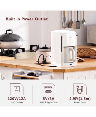 CASAINC 56" Kitchen Island Cart, Drop Leaf, Power Outlet, 4 Shelves, 6 Drawers, Rubber Wood Veneer, Rolling for Dining Room