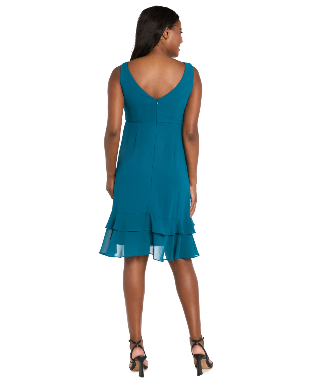 R & M Richards Women's 2-piece Ruffle Detail Dress With Capelet In Multi