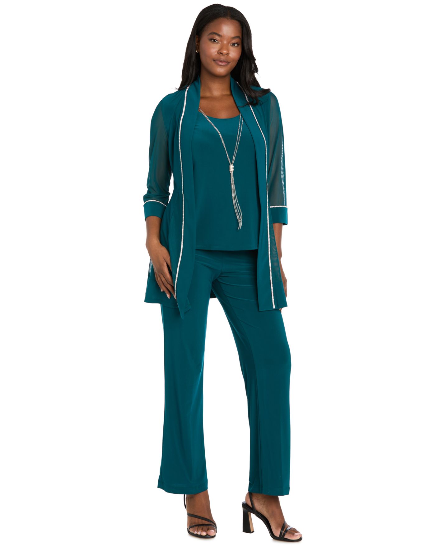 Женские комплекты R & M Richards Layered-Look Top & Pants, цвет: Изумрудный — фото 1