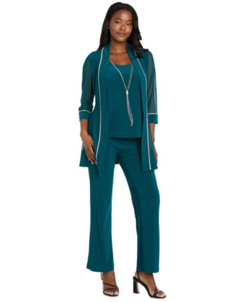 Женские комплекты R & M Richards Layered-Look Top & Pants, цвет: Изумрудный