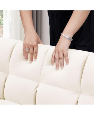 65" Velvet Pull Out Loveseat Sleeper, 3-in-1 Sofa Bed with Adjustable Backrest Storage Pocket & Pillows for Small Spaces