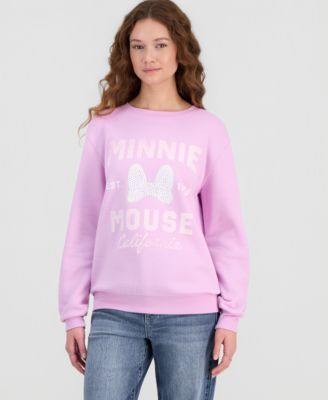 Juniors' Embellished Minnie Mouse Crewneck Sweatshirt