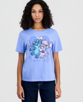 Juniors' Stitch and Angel Valentine's Day Graphic T-Shirt