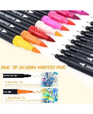 36 Colors Brush & Fine Dual Tip Art Markers Set, Water Based Marker for Painting, Calligraphy, Doodling Journal