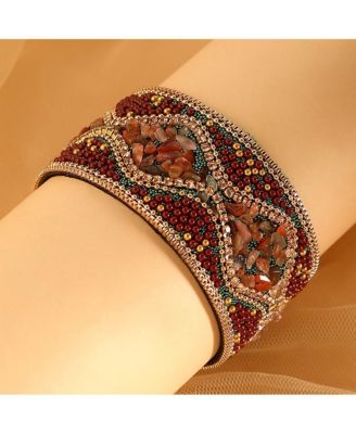 Women's The Moziac-Swirl Statement Bracelet - Forest Green & Wine Red