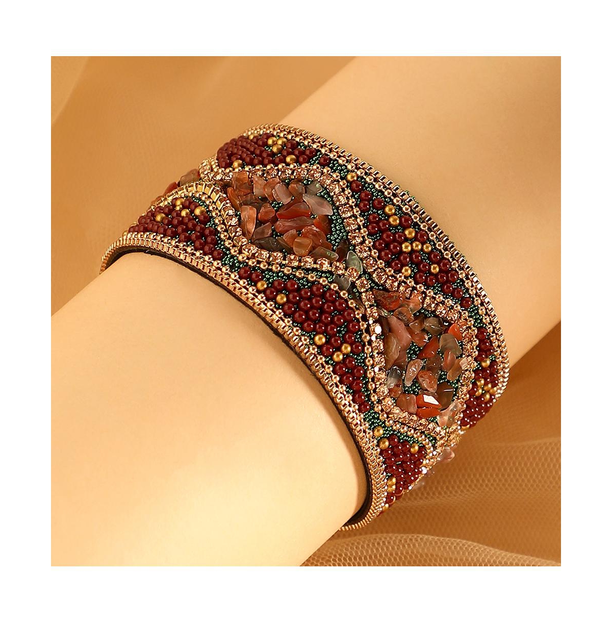 Women's The Moziac-Swirl Statement Bracelet - Forest Green & Wine Red