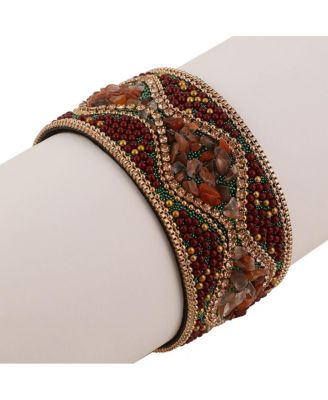 Women's The Moziac-Swirl Statement Bracelet - Forest Green & Wine Red