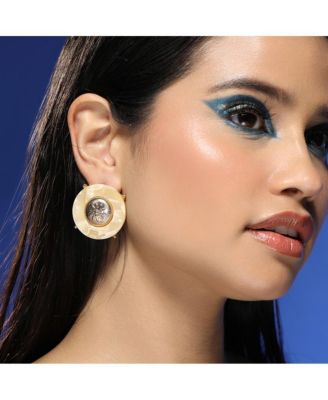 Women's The Tortoiseshell-Medallion Stud Earrings - California Gold