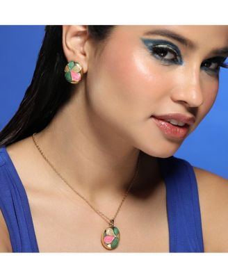 Women's The Enamel-Holly Jewellery Set - California Gold