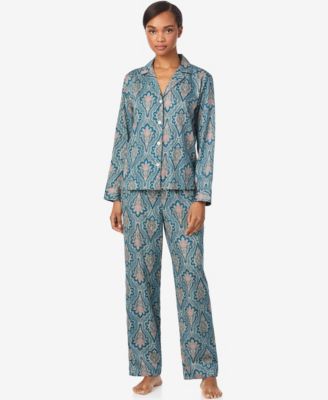 Women's Long-Sleeve Notch Collar Long Pant Pajama Set