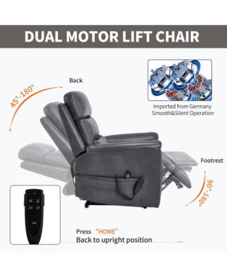 Single Piece Faux Leather Dual Motor Infinite Position Power Lift 8-Point Vibration Massage Lumbar Heating Recliner Chair