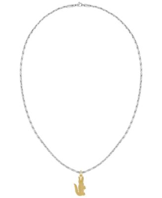 Lacoste - Men's Arthor Silver Stainless Steel with Yellow Gold Crocodile Necklace