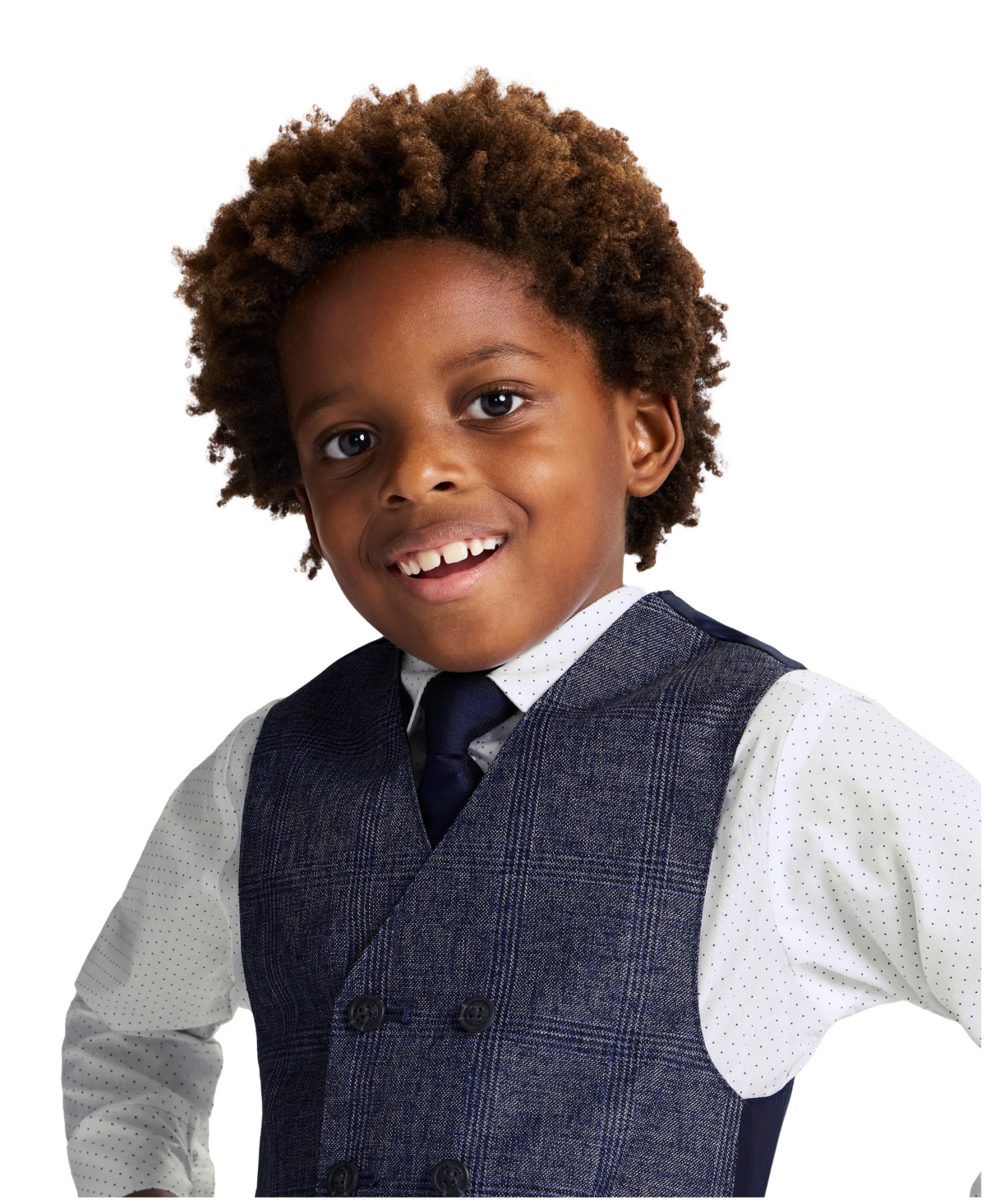 Nautica Toddler and Little Boys Shirt, Windowpane Vest, Pants & Neck Tie Set, 4 piece