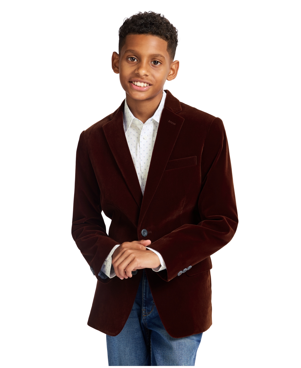 Tommy Hilfiger Little & Big Boys Velvet Sport Coat In Burgundy