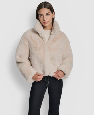 Women's Long-Sleeve Cropped Faux Fur Jacket