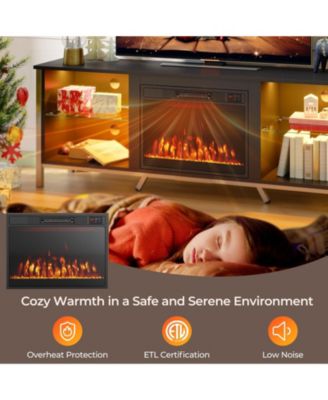 23 Inches 750W/1500W Electric Fireplace Heater with Alter Flame Color and Brightness