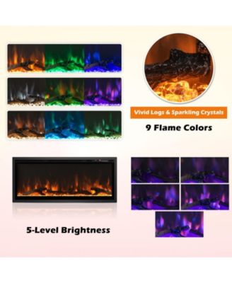 Electric Fireplace in-Wall Recessed with Remote Control and Adjustable Color and Brightness-42 inches