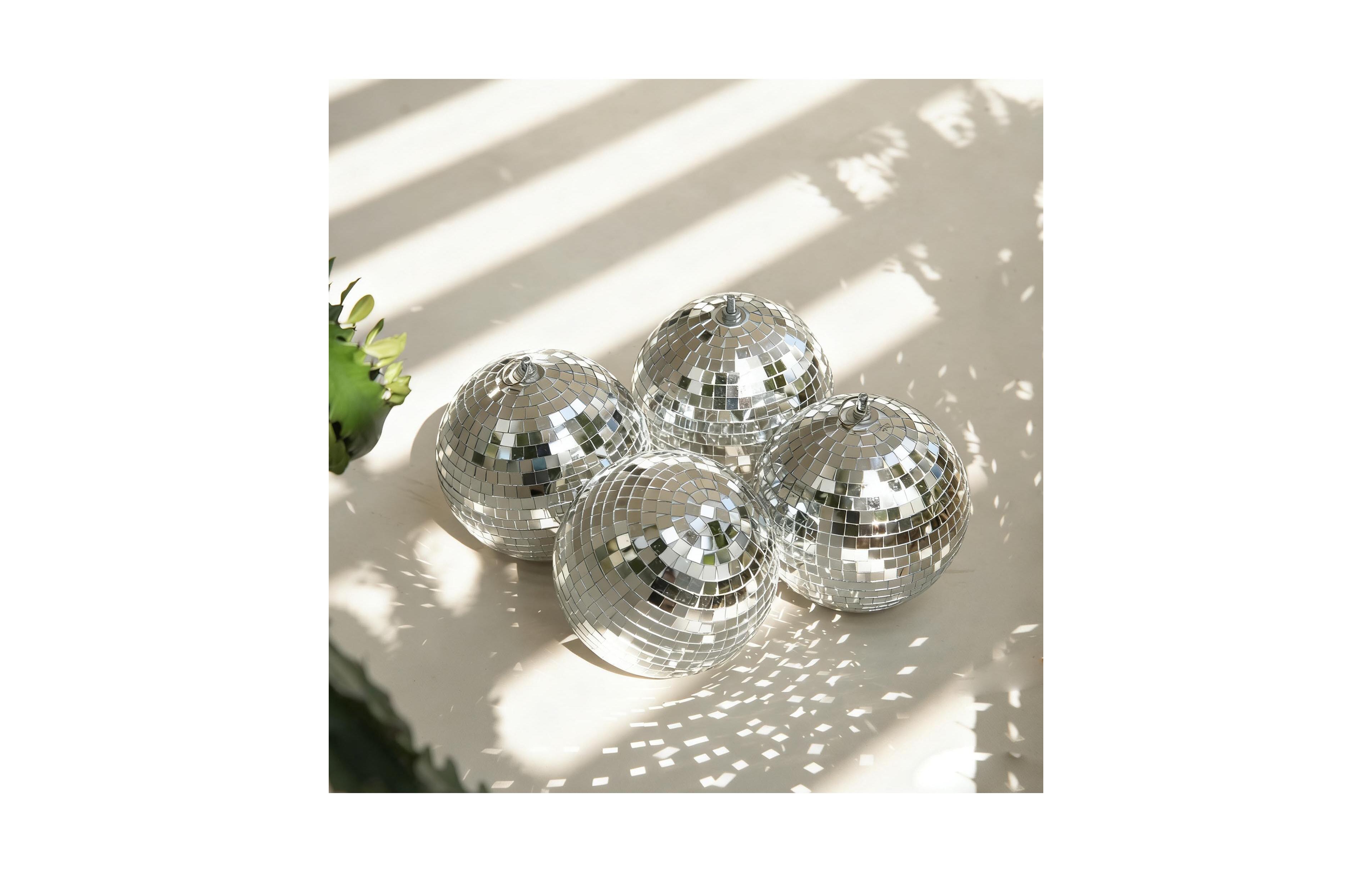 Yescom 4PCS 7" Small Disco Ball Mirror Mini Hanging Decor for 70s 80s Party Events Wedding Dj Dance Club Stage Lighting Silver