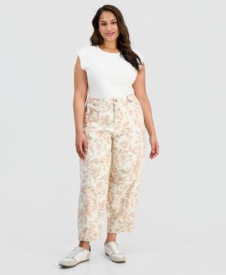 Trendy Plus Size High-Rise Floral-Print Jeans, Macy's Exclusive 