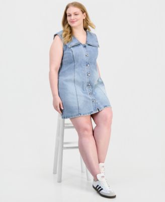 Trendy Plus Size Denim Mini Dress, Macy's Exclusive