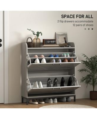 Narrow Shoe Cabinet, Farmhouse Shoe Storage Cabinet, Light