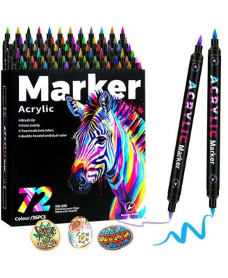 72 Colors Dual Tip Acrylic Paint Pens Markers, for Wood, Rock Painting, Glass, Canvas, Stone, DIY Crafts