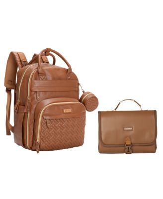 Premium Faux Leather Diaper Bag Backpack Spacious & Changing Pad, Light