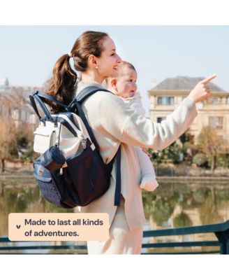 Kids Premium Faux Leather Diaper Bag Backpack Spacious & Changing Pad, Light