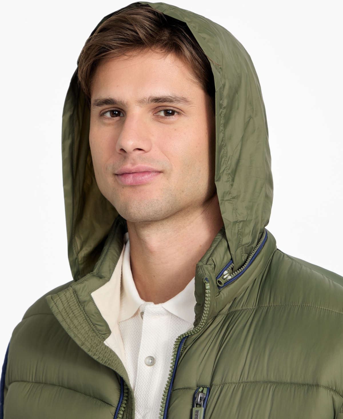 Guess Men's Color-block Puffer Regular-fit Jacket In Green