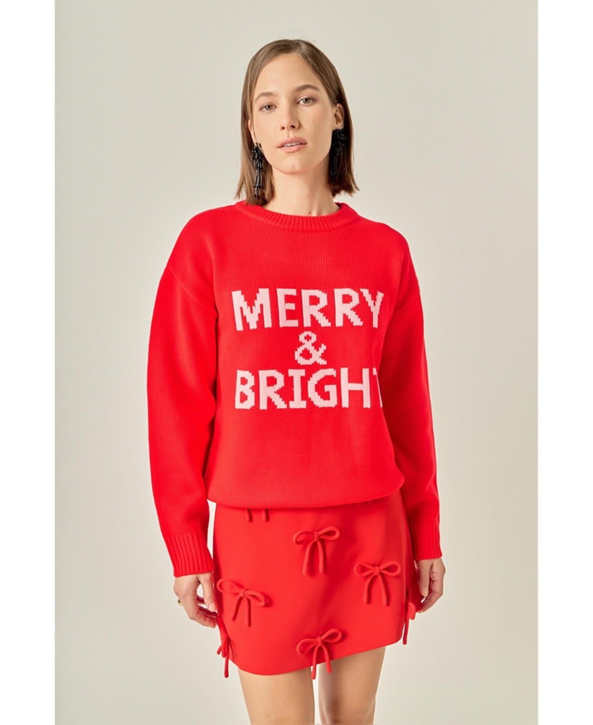 English Factory Women's Merry and Bright Holiday Sweater