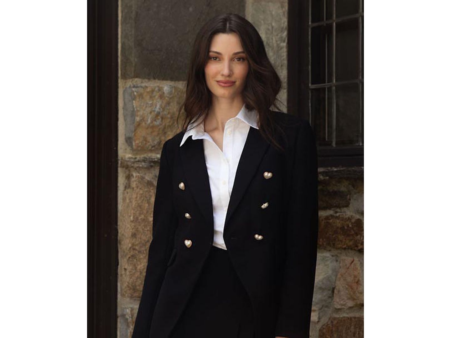 Женский пиджак CeCe Valentine's Double-Breasted Heart-Button-Up Blazer, цвет: Насыщенный чёрный — фото 6