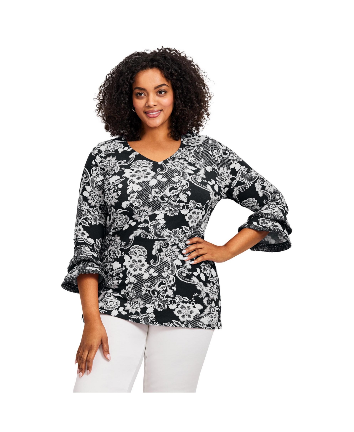 Avenue Women's Tiered Ruffle Sleeve Top