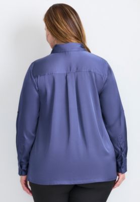 Women's Plus Size Sateen Utility Shirt